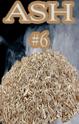 Ash Minuto® no 6, ranging in sizes ge 3mm and le 4mm. This smoker wood chip has great smoking along with ember coaling capabilities.
