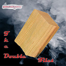 Our double filet wood chunk is cut from the heartwood of the tree and is approxiimately 3  by 4" by 2".  These are  bark free!
