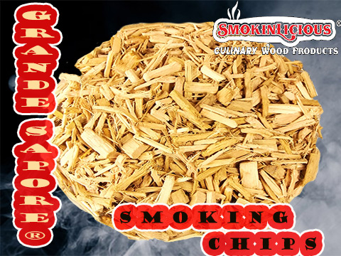 Grande Sapore wood chips are “crushed” not diced which produces their irregular shapes.  The different shapes allow for the  time releasing of t