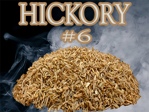 Our Hickory Minuto®  no 6 dices into pieces ranging from ge 3 mm and  le 4 mm.  Hickory is a harder wood thus a little beefer size smoker chips.