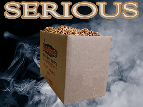 Our Minuto® serious box turned to show the depth of the package!   This is a lot of wood chips for a restaurant or smaller smokehouse!