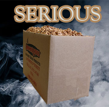 Our Piccolo® serious box turned to show the depth of the packale!   This is a lot of wood chips for a restaurant or smaller smokehouse!