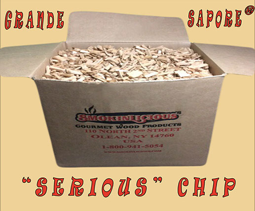 Our Grande Sapore®  serious box  is a cubic foot of great smoker wood chips for the “serious” smoker!   This is a lot of great smoky flavor! 