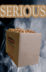Our Minuto® serious box turned to show the depth of the package!   This is a lot of wood chips for a restaurant or smaller smokehouse!